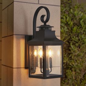 23"h Vintage Black Metal Sconce with Clear Seeded Glass for Porch, Patio, and Garden (Bulb Not Included) 23"h Vintage Black Metal Sconce with Clear Seeded Glass for Porch, Patio, and Garden (Bulb Not Included)